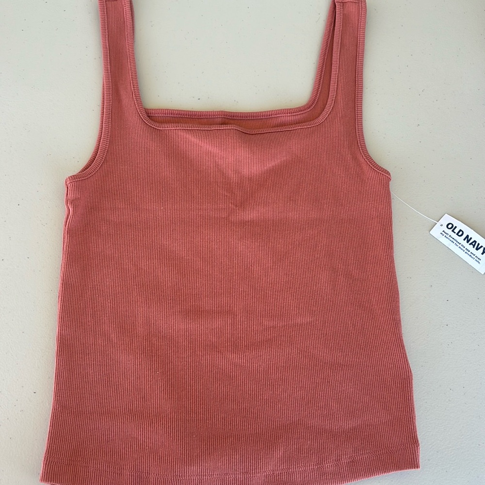 coral pink square neck top